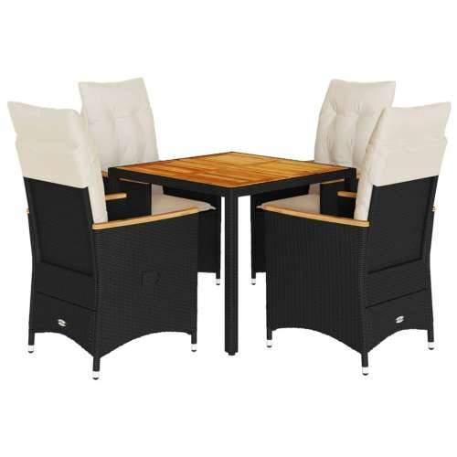 Vrtna garnitura - 5-dijelni vrtni blagovaonski set s jastucima od poliratana crni - 90 x 90 x 75 cm pe rattan and wood 4 Cijena