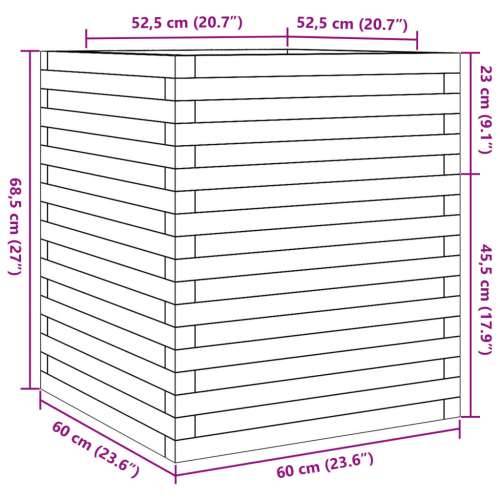 Vrtna sadilica voštano smeđe boje 60x60x68,5 cm od borovine - Voštano smeđa 60 x 60 x 68.5 cm 1 Cijena