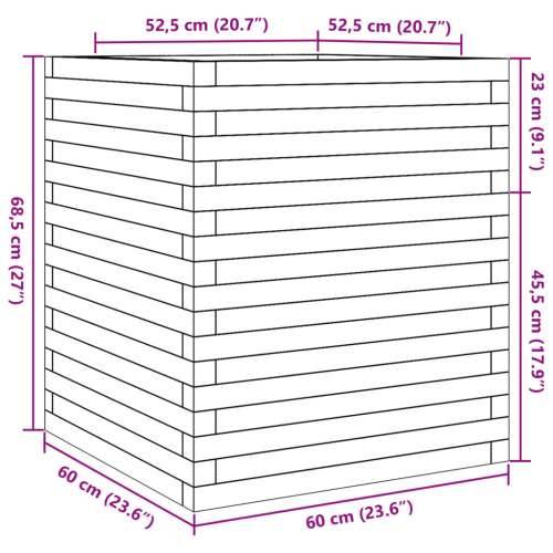 Vrtna sadilica 60x60x68,5 cm od impregnirane borovine - Prirodno impregnirano 60 x 60 x 68.5 cm 1 Cijena