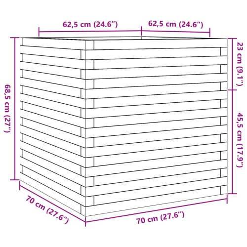 Vrtna sadilica 70x70x68,5 cm od impregnirane borovine - Prirodno impregnirano 70 x 70 x 68.5 cm 1 Cijena