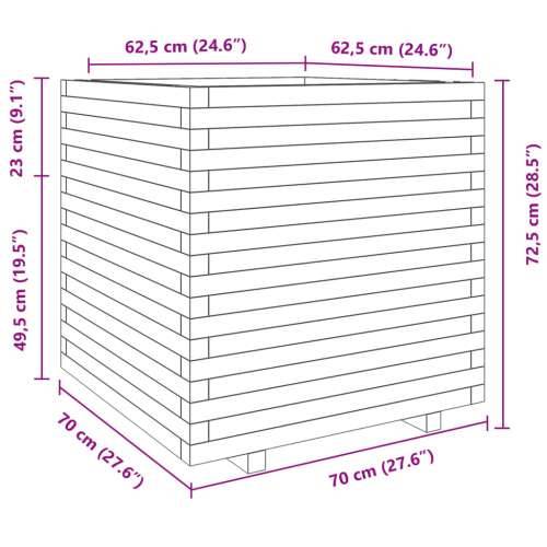 Vrtna sadilica 70x70x72,5 cm od impregnirane borovine - Prirodno impregnirano 70 x 70 x 72.5 cm 1 Cijena