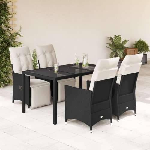 Vrtna garnitura - 5-dijelni vrtni blagovaonski set s jastucima od poliratana crni - 150 x 90 x 75 cm pe rattan and glass 4 Cijena