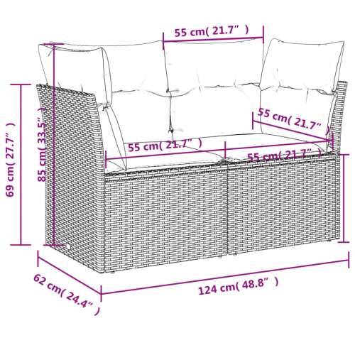 Vrtna garnitura - 8-dijelni set vrtnih sofa od poliratana s jastucima sivi - Siva bez spremišta 1 Cijena