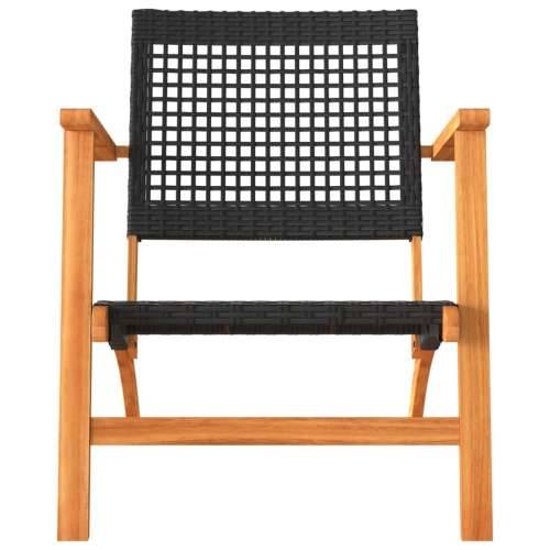 3-dijelni bistro set od poliratana i bagremovog drva crni - Crna Sa stolom 1 Cijena
