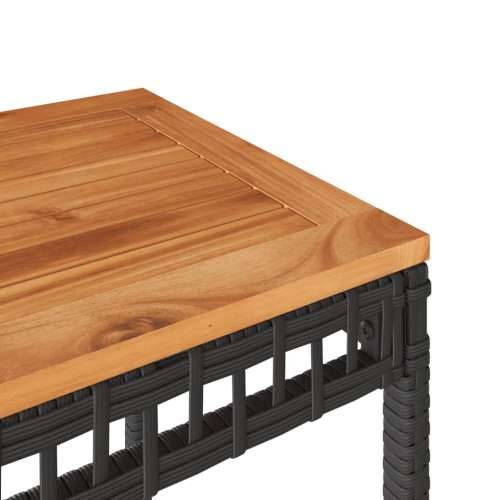 3-dijelni bistro set od poliratana i bagremovog drva crni - Crna Sa stolom 1 Cijena