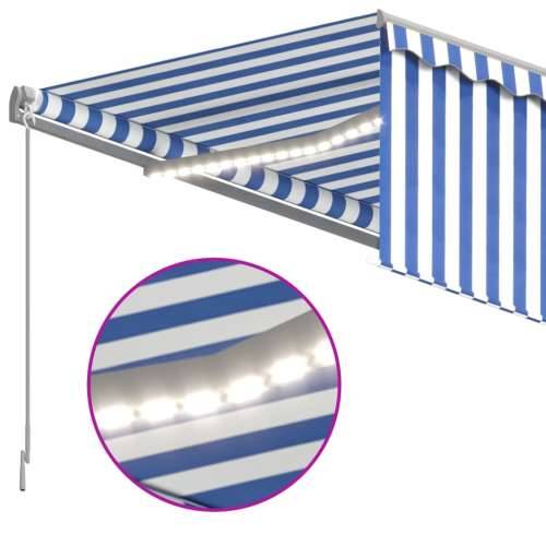 Tenda na ručno uvlačenje s roletom LED 3,5 x 2,5 m plavo-bijela - Plava i bijela 3.5 x 2.5 m 1 Cijena