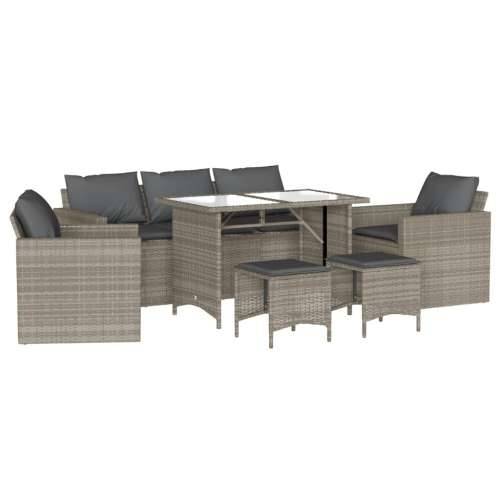 Vrtna garnitura - 6-dijelni set vrtnih sofa od poliratana s jastucima svjetlosivi - Svjetlosiva Stakl 1 Cijena