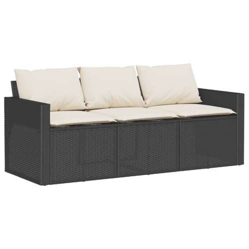 Vrtna garnitura - 6-dijelni set vrtnih sofa s jastucima crni od poliratana - Crna i krem boja drva 1 Cijena