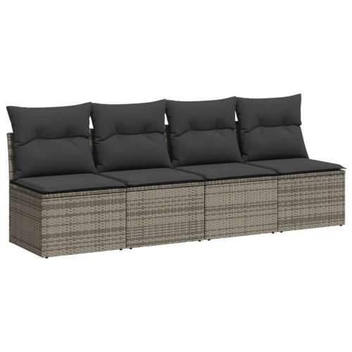 Vrtna garnitura - 9-dijelni set vrtnih sofa od poliratana s jastucima sivi - Siva bez spremišta 1 Cijena