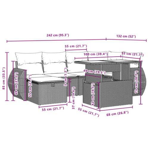 Vrtna garnitura - 7-dijelni set vrtnih sofa sivi od poliratana - Siva bez spremišta 1 Cijena