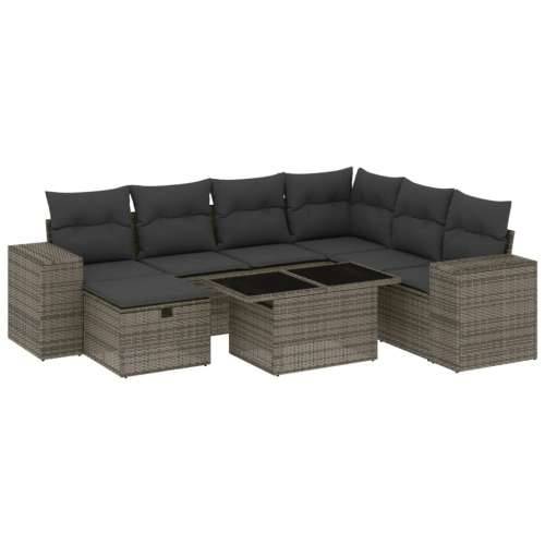 Vrtna garnitura - 8-dijelni set vrtnih sofa od poliratana s jastucima sivi - Siva Sa stolom 1 Cijena