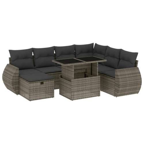 Vrtna garnitura - 8-dijelni set vrtnih sofa od poliratana s jastucima sivi - Siva Sa stolom 1 Cijena