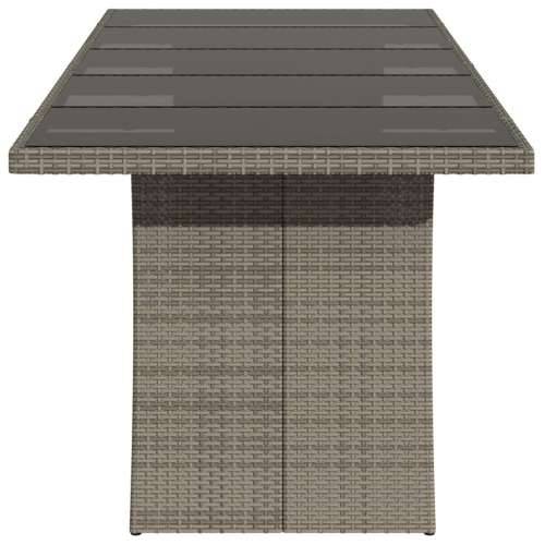 Vrtni stol sa staklenom pločom sivi 240x90x75 cm od poliratana - Siva 240 x 90 x 75 cm 1 Stakl Cijena