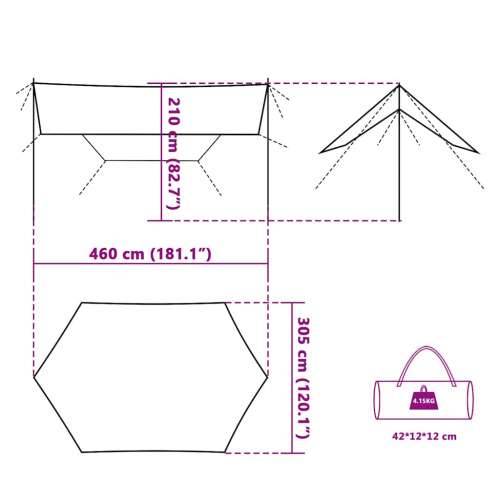 Cerada za kampiranje plava 460x305x210 cm vodootporna - Plava oxford 1 Cijena