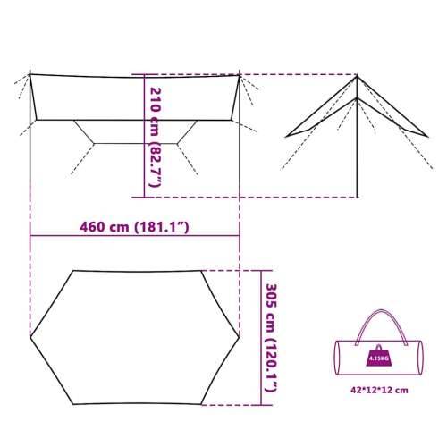 Cerada za kampiranje narančasta 460x305x210 cm vodootporna - Siva i narančasta oxford 1 Cijena