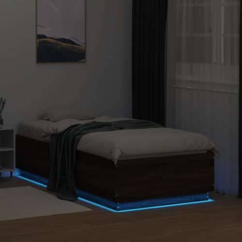 Okvir za krevet s LED svjetlima smeđi hrast 90 x 190 cm drveni - Smeđi hrast 90 x 190 cm Cijena