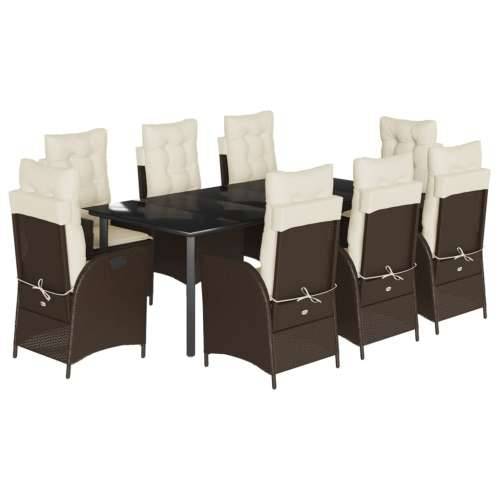 Vrtna garnitura - 9-dijelni vrtni blagovaonski set s jastucima poliratan smeđi - 200 x 100 x 74 cm Sa naslonom za noge 8 Cijena