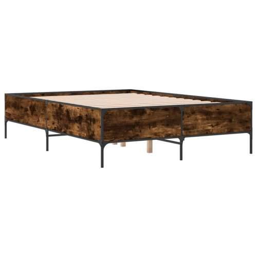 Okvir kreveta boja hrasta 160x200 cm konstruirano drvo i metal - Dimljeni hrast 160 x 200 cm 44 cm Cijena