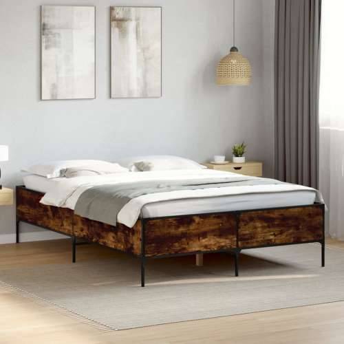 Okvir kreveta boja hrasta 160x200 cm konstruirano drvo i metal - Dimljeni hrast 160 x 200 cm 44 cm Cijena