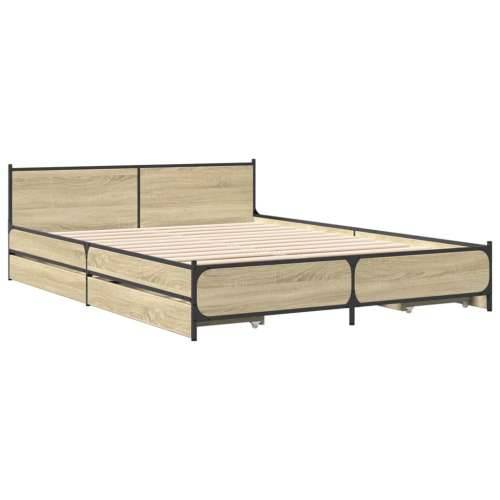 Okvir za krevet s ladicama boja hrasta 135x190 cm drveni - sonoma hrast 135 x 190 cm Cijena