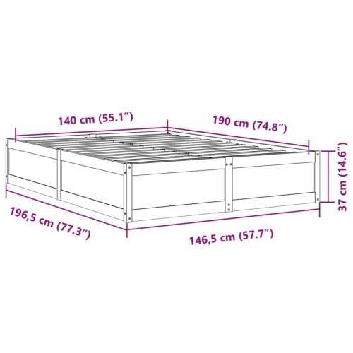 Okvir kreveta bez madraca bijeli 140 x 190 cm masivna borovina - Bijela 140 x 190 cm Cijena