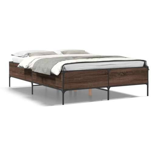 Okvir kreveta boja hrasta 160x200 cm konstruirano drvo i metal - Smeđi hrast 160 x 200 cm 44 cm Cijena
