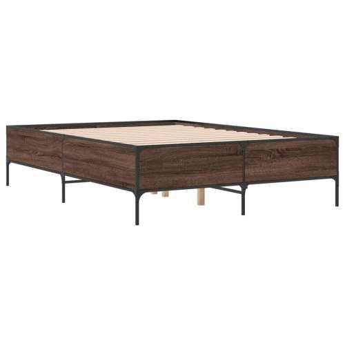 Okvir kreveta boja hrasta 160x200 cm konstruirano drvo i metal - Smeđi hrast 160 x 200 cm 44 cm Cijena
