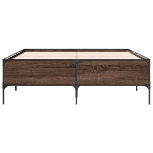 Okvir kreveta boja hrasta 160x200 cm konstruirano drvo i metal - Smeđi hrast 160 x 200 cm 44 cm Cijena