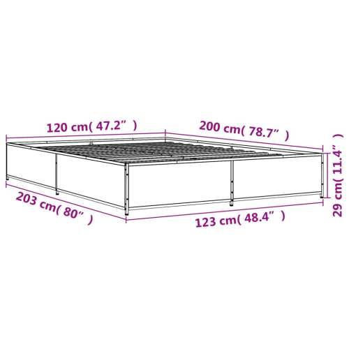 Okvir kreveta boja hrasta 120x200 cm konstruirano drvo i metal - sonoma hrast 120 x 200 cm 29 cm Cijena