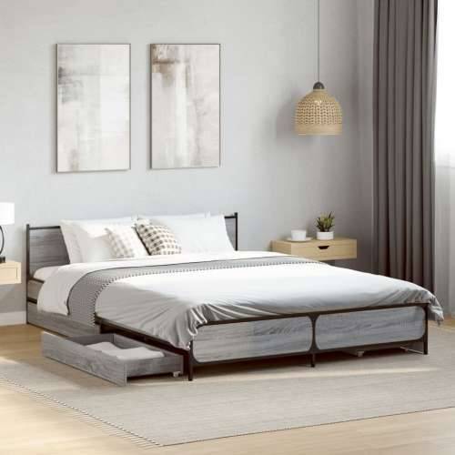 Okvir za krevet s ladicama boja sivog hrasta 135x190 cm - Sivi hrast sonoma 135 x 190 cm Cijena
