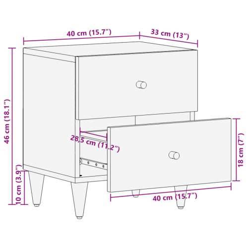 Noćni ormarići 2 kom 40 x 33 x 46 cm od masivnog drva manga - Crna 2 Cijena