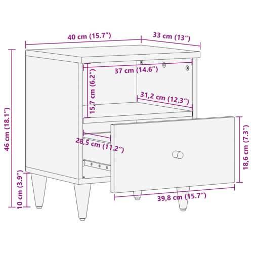 Noćni ormarići 2 kom 40 x 33 x 46 cm od masivnog drva manga - Crna 2 Cijena