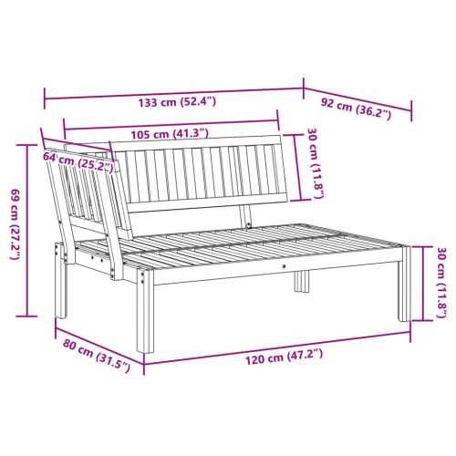 Kutna vrtna sofa od paleta od masivnog bagremovog drva Smeđa 1 kutna sofa Cijena