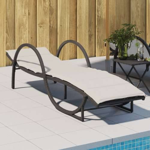Ležaljka za sunčanje s jastukom crna 60x199x42 cm poliratan - Crna 1 Cijena