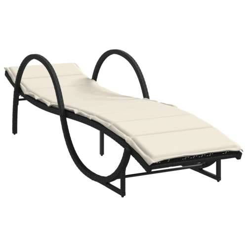 Ležaljka za sunčanje s jastukom crna 60x199x42 cm poliratan - Crna 1 Cijena