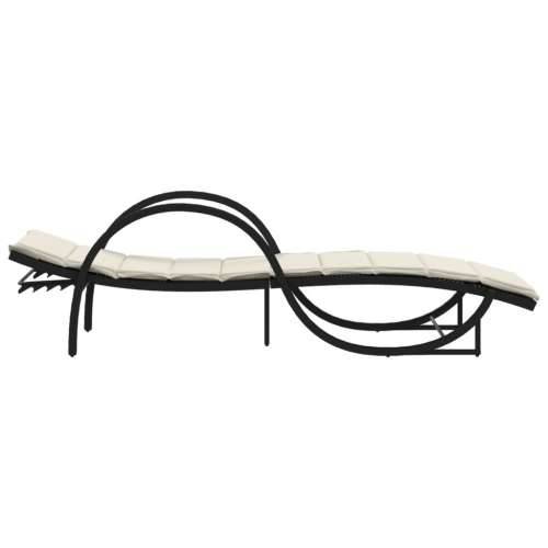 Ležaljka za sunčanje s jastukom crna 60x199x42 cm poliratan - Crna 1 Cijena
