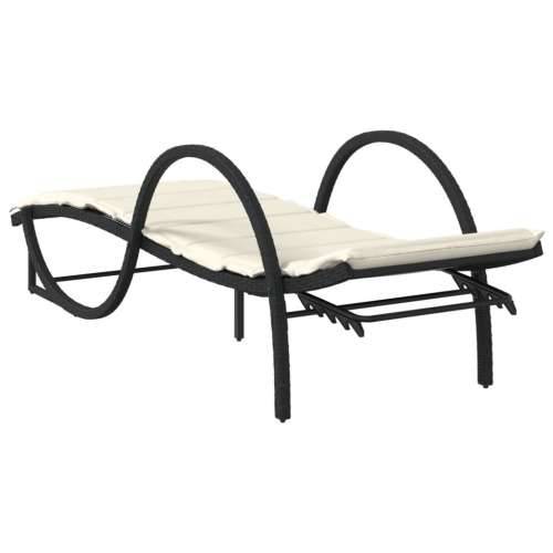 Ležaljka za sunčanje s jastukom crna 60x199x42 cm poliratan - Crna 1 Cijena