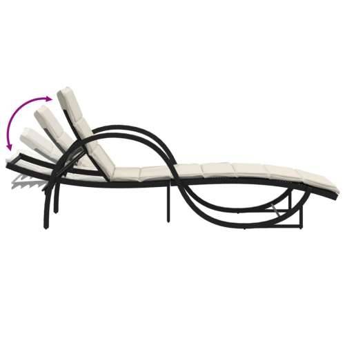 Ležaljka za sunčanje s jastukom crna 60x199x42 cm poliratan - Crna 1 Cijena