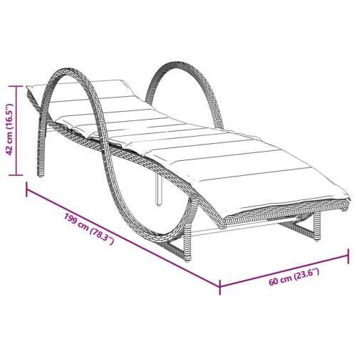 Ležaljka za sunčanje s jastukom crna 60x199x42 cm poliratan - Crna 1 Cijena