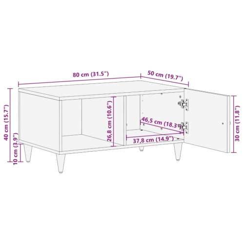Stolić za kavu 80 x 50 x 40 cm od masivnog drva manga - Crna 1 Cijena