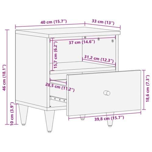 Noćni ormarić 40 x 33 x 46 cm od masivnog drva manga - Crna 1 Cijena