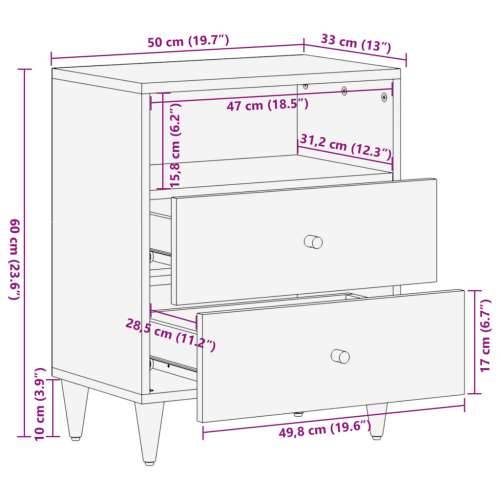Noćni ormarić 50 x 33 x 60 cm od masivnog drva manga - Crna 1 Cijena