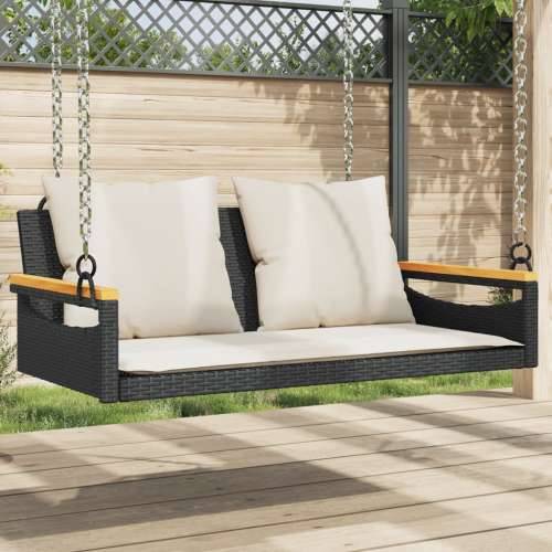 Klupa za ljuljanje s jastucima crna 109x62x40 cm od poliratana - Crna 109 x 62 x 40 cm 1 Da Cijena