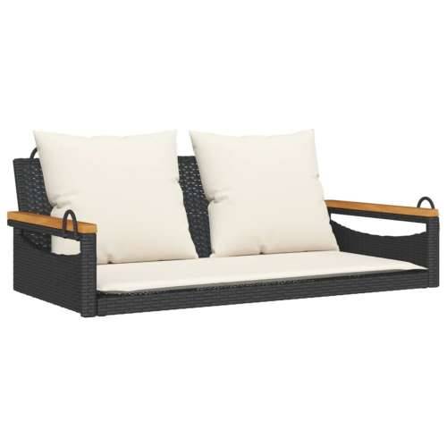 Klupa za ljuljanje s jastucima crna 109x62x40 cm od poliratana - Crna 109 x 62 x 40 cm 1 Da Cijena