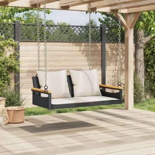 Klupa za ljuljanje s jastucima crna 109x62x40 cm od poliratana - Crna 109 x 62 x 40 cm 1 Da Cijena