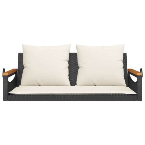 Klupa za ljuljanje s jastucima crna 109x62x40 cm od poliratana - Crna 109 x 62 x 40 cm 1 Da Cijena