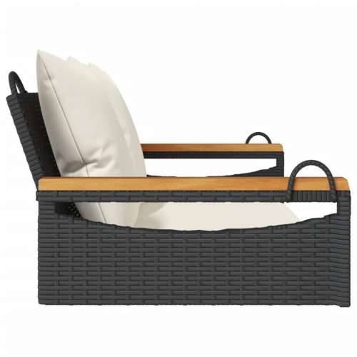 Klupa za ljuljanje s jastucima crna 109x62x40 cm od poliratana - Crna 109 x 62 x 40 cm 1 Da Cijena