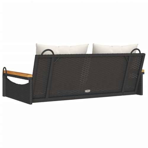 Klupa za ljuljanje s jastucima crna 109x62x40 cm od poliratana - Crna 109 x 62 x 40 cm 1 Da Cijena