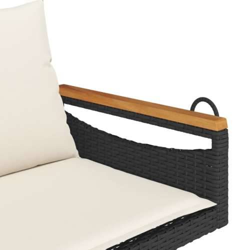 Klupa za ljuljanje s jastucima crna 109x62x40 cm od poliratana - Crna 109 x 62 x 40 cm 1 Da Cijena