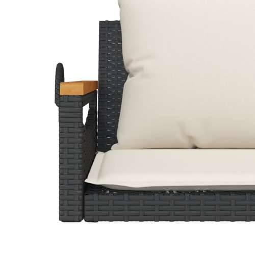 Klupa za ljuljanje s jastucima crna 109x62x40 cm od poliratana - Crna 109 x 62 x 40 cm 1 Da Cijena